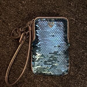 Coach Poppy Blue Sequin Wristlet